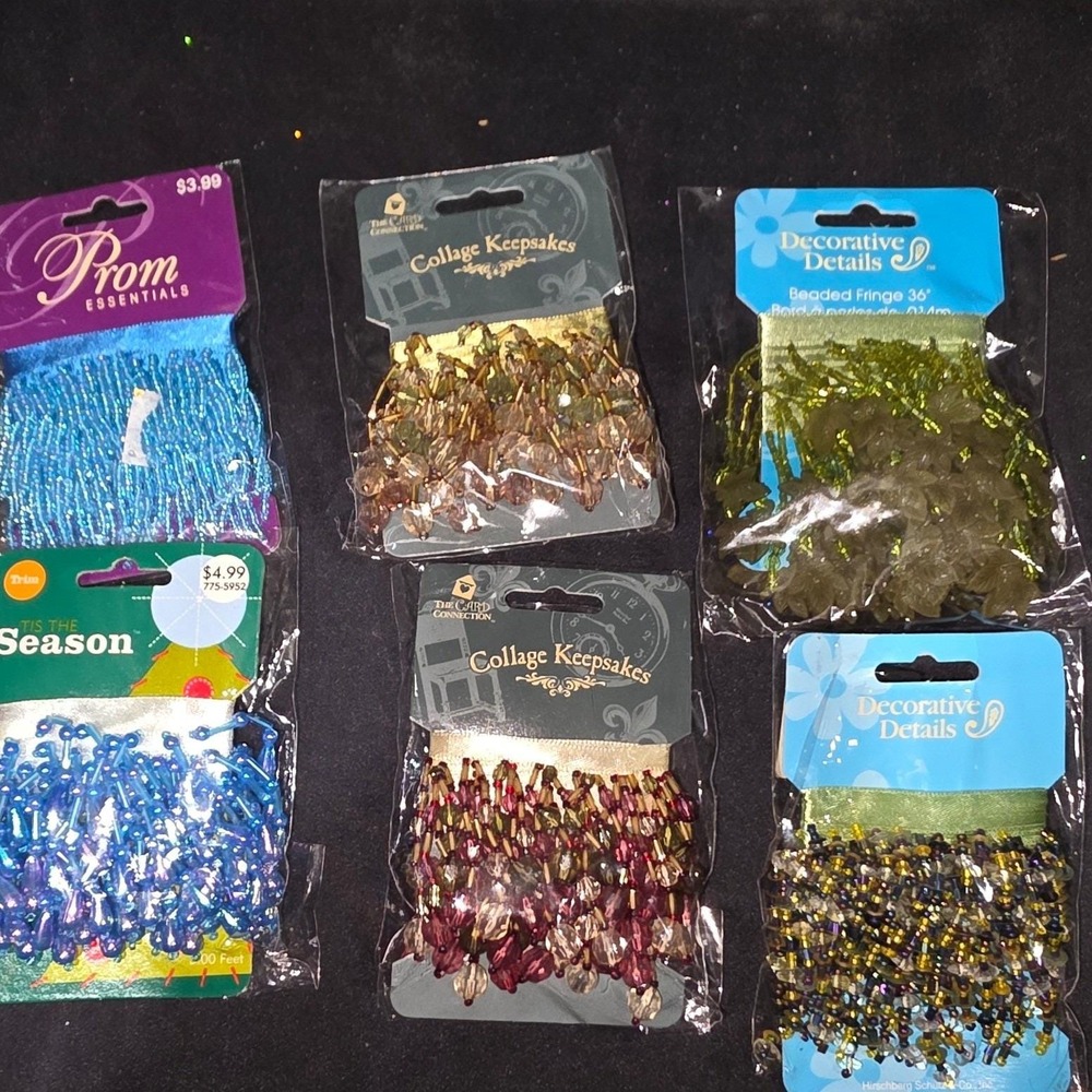 Prom Essentials Decorative Beaded Fringe Trim Blue Green Multi 12oz Mixed Lot
